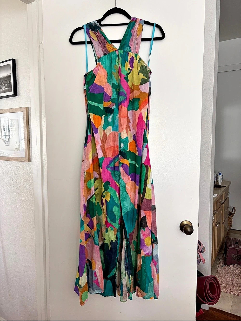 Anthropologie Naomi Reiss Abstract Linen Maxi Dress Size XS